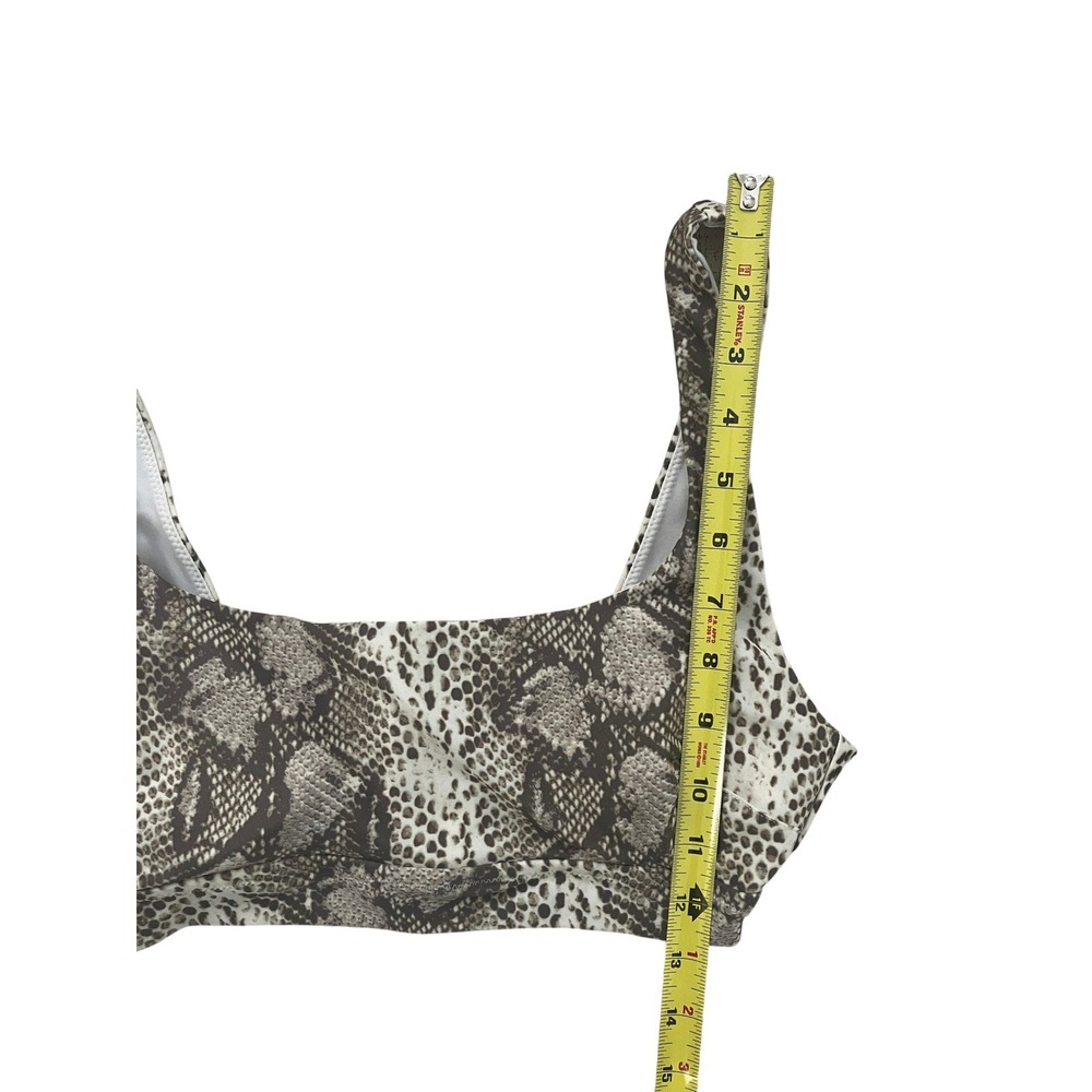 Aerie Womens Snakeskin Print Scoop Neck Sports Bra Swim Top Grey Brown Size M - Picture 4 of 6